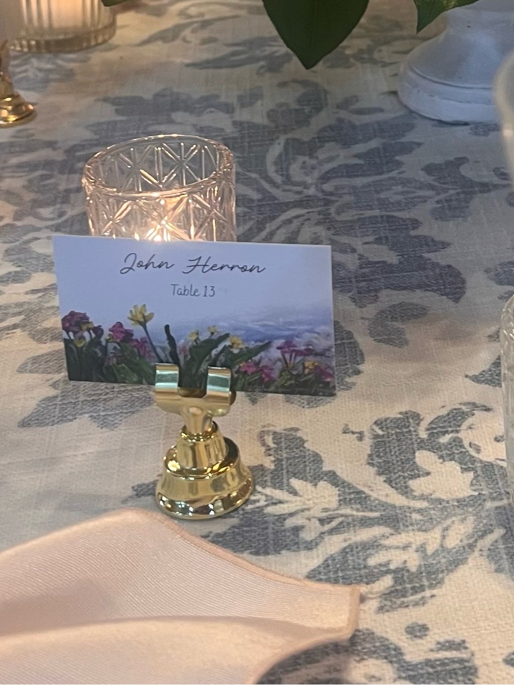 Gold Card Table Number Holders